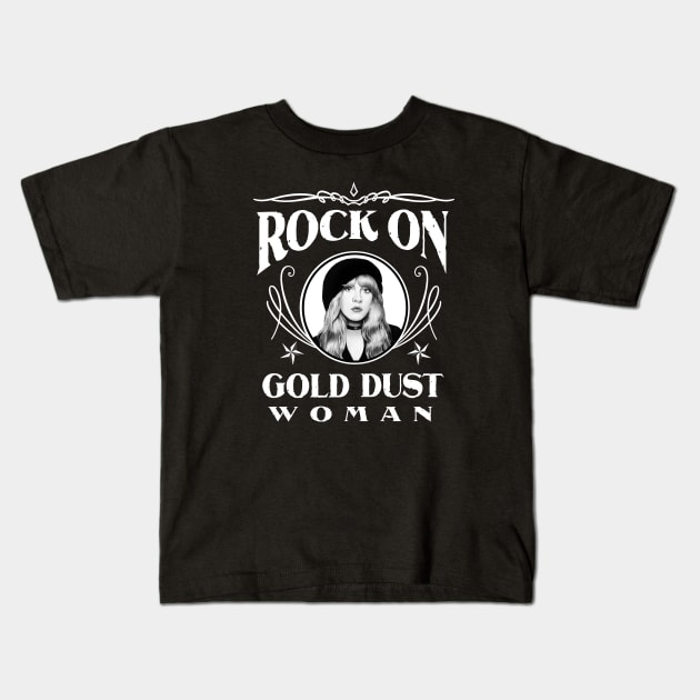 Rock On Gold Dust Woman Kids T-Shirt by Gothic Rose